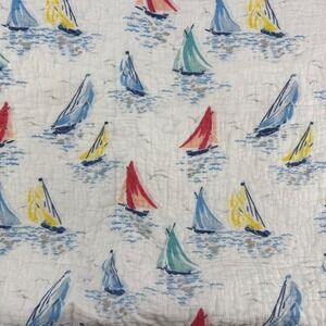Quilted Pillowcase Sailboat‎ Nautical Print Cottagecore Decor